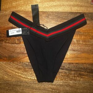Calvin Klein Black Bikini Bottom with Red and Green Accents
